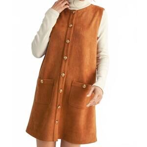 NEW JODIFIL sweet as can be suede shift dress in camel